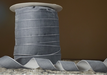 Стрічка оксамитова (велюр) 2,5 см, сірий (№34) (1 рулон) (45м)