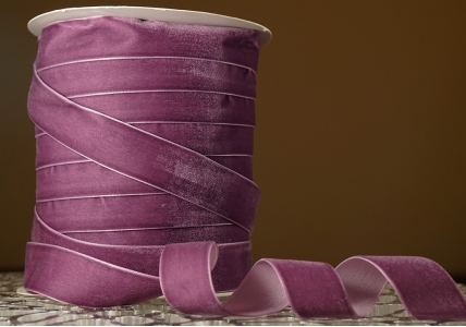 Стрічка оксамитова (велюр) 2,5 см, бузковий (№41) (1 рулон) (45м)