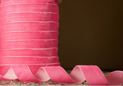 Стрічка оксамитова (велюр) 2,5 см, фукусія (№C19) (1 рулон) (45м)