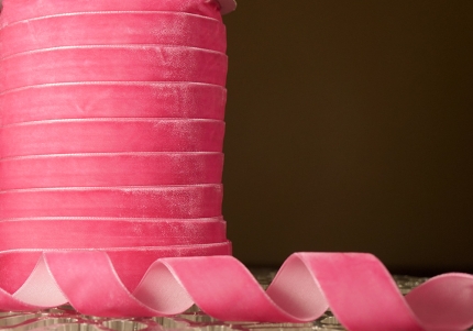 Стрічка оксамитова (велюр) 2,5 см, фукусія (№C19) (1 рулон) (45м)