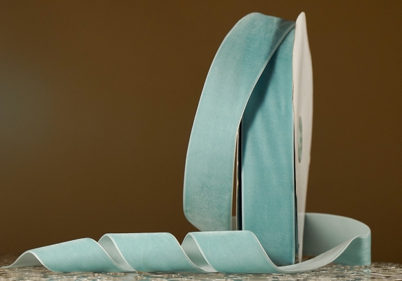 Стрічка оксамитова (велюр) 4,0 см, тіфані (№30) (1 рулон) (27м)