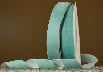 Стрічка оксамитова (велюр) 4,0 см, бірюзовий (№31) (1 рулон) (27м)