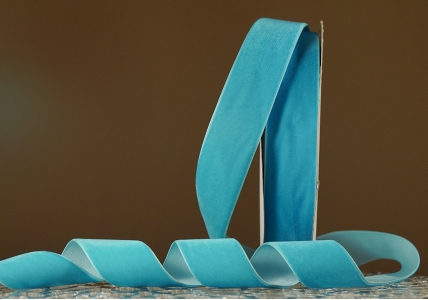 Стрічка оксамитова (велюр) 4,0 см, блакитний (№32) (1 рулон) (27м)