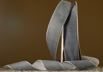 Стрічка оксамитова (велюр) 4,0 см, сірий (№34) (1 рулон) (27м)