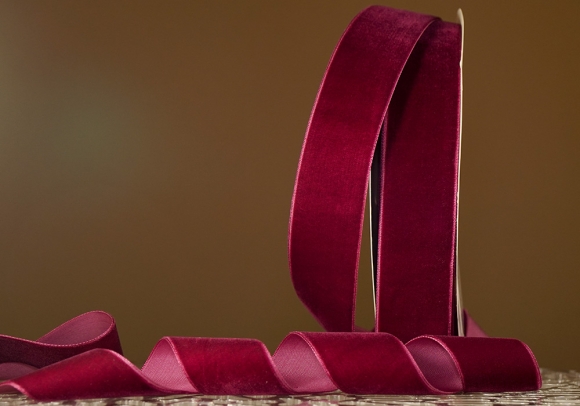 Стрічка оксамитова (велюр) 4,0 см, вишневий (№36) (1 рулон) (27м)