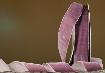 Стрічка оксамитова (велюр) 4,0 см, бузковий (№41) (1 рулон) (27м)