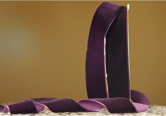 Стрічка оксамитова (велюр) 4,0 см, фіолетовий (№44) (1 рулон) (27м)