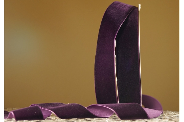 Стрічка оксамитова (велюр) 4,0 см, фіолетовий (№44) (1 рулон) (27м)