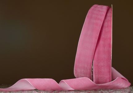 Стрічка оксамитова (велюр) 4,0 см, рожевий (№C08) (1 рулон) (27м)