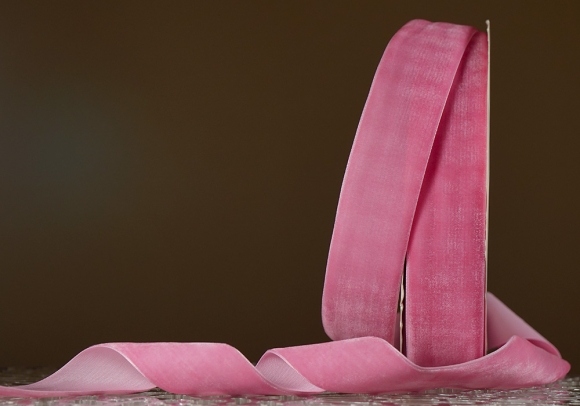 Стрічка оксамитова (велюр) 4,0 см, рожевий (№C08) (1 рулон) (27м)