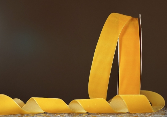 Стрічка оксамитова (велюр) 4,0 см, жовтий (№C13) (1 рулон) (27м)