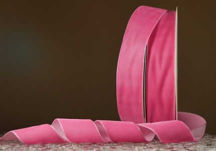 Стрічка оксамитова (велюр) 4,0 см, рожевий (фукусія) (№C19) (1 рулон) (27м)