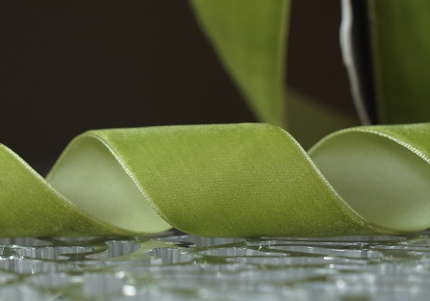 Стрічка оксамитова (велюр) 4,0 см, травнево-зелений (№C26) (1 рулон) (27м)