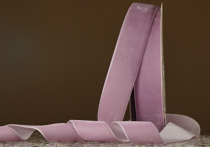 Стрічка оксамитова (велюр) 4,0 см, блідо-бузковий (№C38) (1 рулон) (27м)