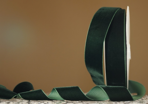 Стрічка оксамитова (велюр) 4,0 см, зелений (№C59) (1 рулон) (27м)