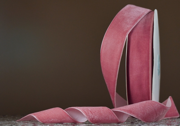 Стрічка оксамитова (велюр) 4,0 см, персиковий (№C76) (1 рулон) (27м)