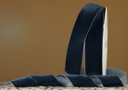 Стрічка оксамитова (велюр) 4,0 см, темно-сірий (№C78) (1 рулон) (27м)