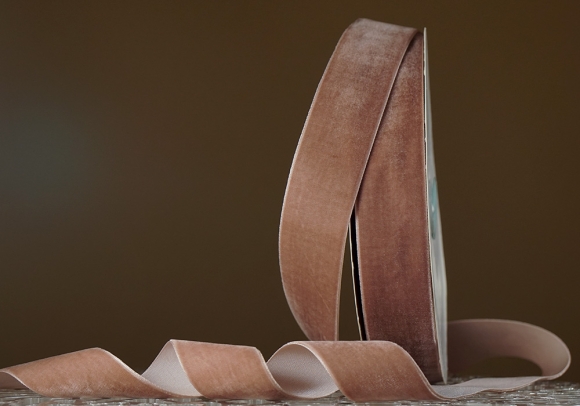 Стрічка оксамитова (велюр) 4,0 см, пудровий (№PD) (1 рулон) (27м)