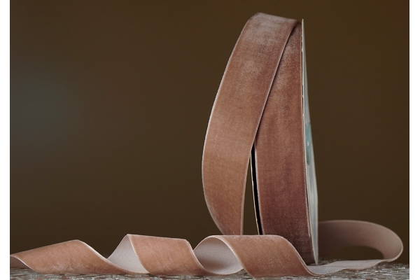 Стрічка оксамитова (велюр) 4,0 см, пудровий (№PD) (1 рулон) (27м)