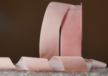 Стрічка оксамитова (велюр) персиковий (№C05) (5.0см*18м) (1 рулон) 