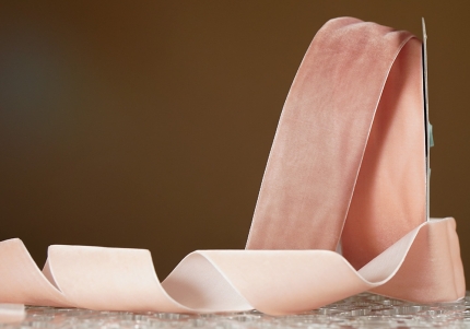 Стрічка оксамитова (велюр) персиковий (№C09) (5.0см*18м) (1 рулон) 