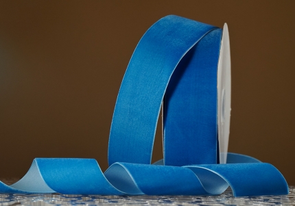 Стрічка оксамитова (велюр) синій (№C32) (5.0см*18м) (1 рулон) 