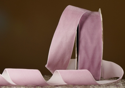 Стрічка оксамитова (велюр) блідо-бузковий (№C38) (5.0см*18м) (1 рулон) 