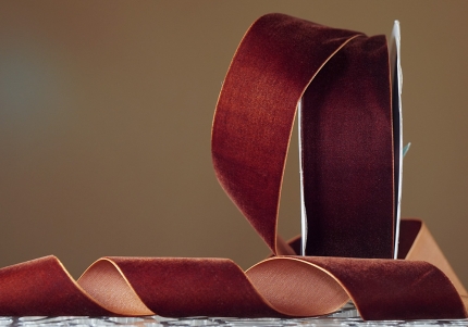 Стрічка оксамитова (велюр) коричневий (№C48) (5.0см*18м) (1 рулон) 