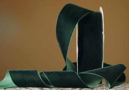 Стрічка оксамитова (велюр) зелений (№C59) (5.0см*18м) (1 рулон) 