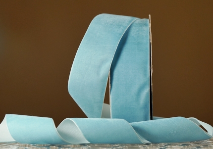 Стрічка оксамитова (велюр) блакитний (небесний) (№C61) (5.0см*18м) (1 рулон) 