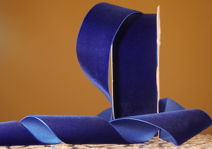 Стрічка оксамитова (велюр) темно-синій (№C62) (5.0см*18м) (1 рулон) 