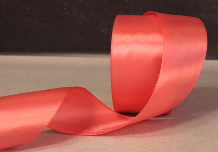 Стрічка атласна 4 см, кораловий (№65).